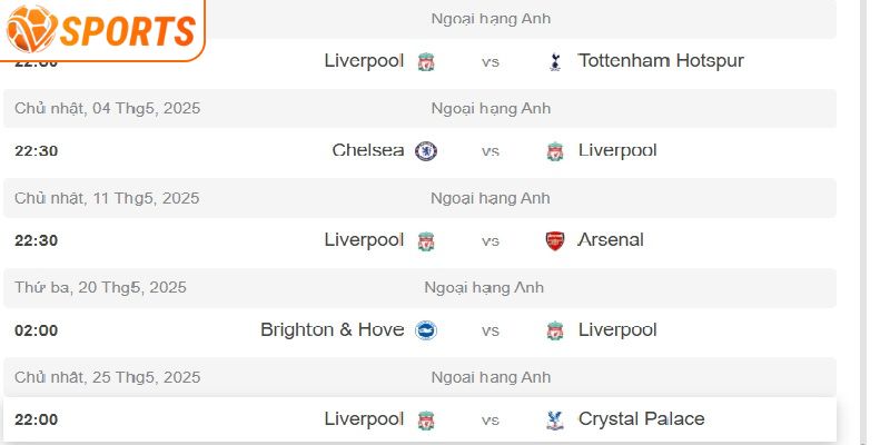 Kết Quả Liverpool Cập Nhật Chính Xác Mỗi Ngày Cùng VSPORT